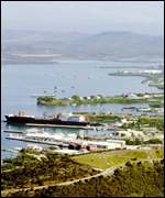 An aearial view of Guantanamo Bay, on lease from Cuba