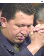 Venezuelan president Hugo Chavez during  a speech at Miraflores Palace